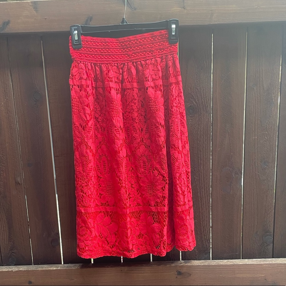 Red midi skirt